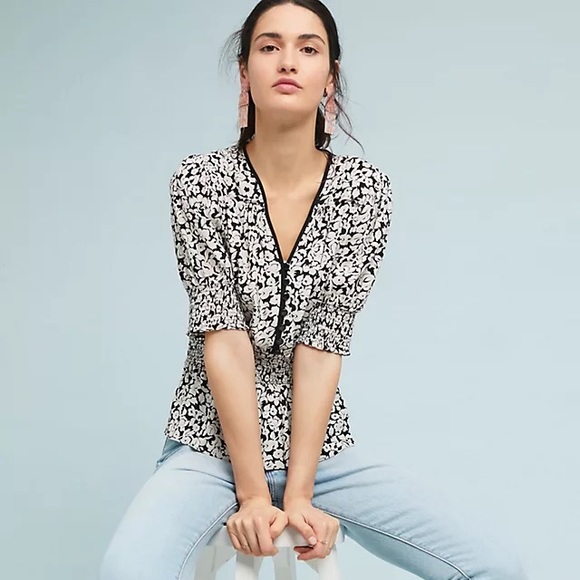 Anthropologie | Retro Floral Smocked Blouse by Tracy Reese - Picture 6 of 6